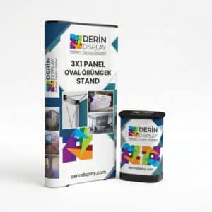 Derin Display 3x1 oval örümcek stand ve taşınabilir örümcek masası görseli
