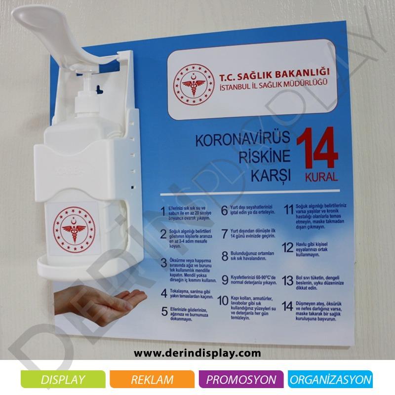 DUVAR TİPİ DEZENFEKTAN STANDI 30CM X 40CM