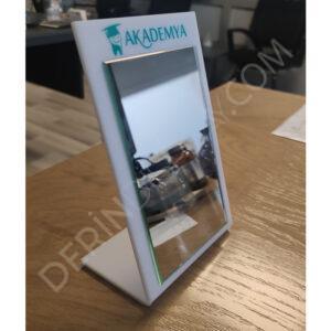 Masaüstü Dekoratif Özel Logolu Makyaj Aynası BEYAZ - Görsel 3
