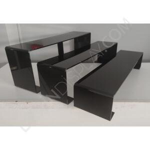 Pleksi 3'lü Merdiven Vitrin Seti Siyah