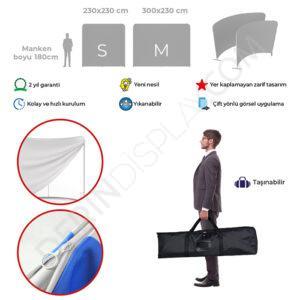 230x230 cm Kumaş Tekstil Stand Oval - Görsel 5