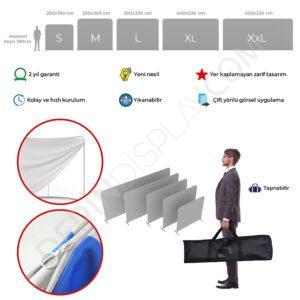 350×250 cm Kumaş Tekstil Stand Düz - Görsel 3