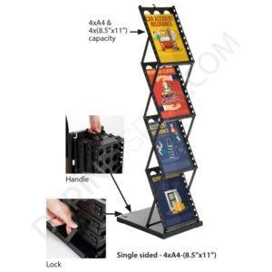 Snapper Katlanabilir Tek Taraflı Portatif Broşür Standı 4 Raflı A4 - Görsel 7