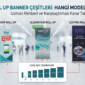 Derin Display kalitesiyle üretilen alüminyum, lüx pro ve smart roll up banner çeşitleri; farklı ölçü ve modelleriyle fuar, etkinlik ve ofis içi tanıtımlar için inceleniyor.