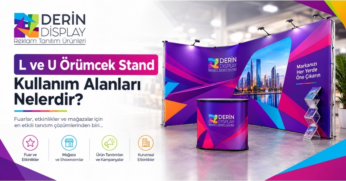L ve U örümcek stand kullanım alanları ve fuar tanıtım standı